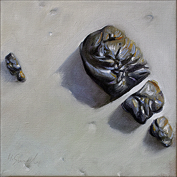 Werkreihe-silence is golden - �l auf Leinwand 20 x 20 cm