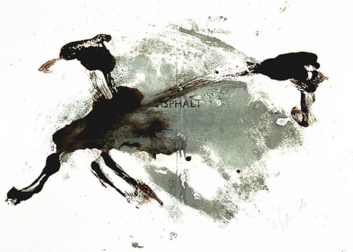 Werkreihe- Asphalt- &Ouml;l/Papier, 29 x 41 cm
