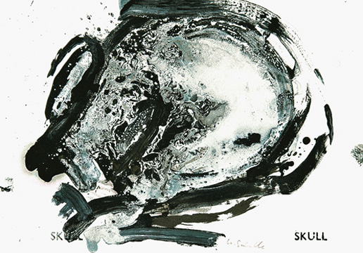 Skull I, &Ouml;l/Lack/Papier,  28 x 41 cm