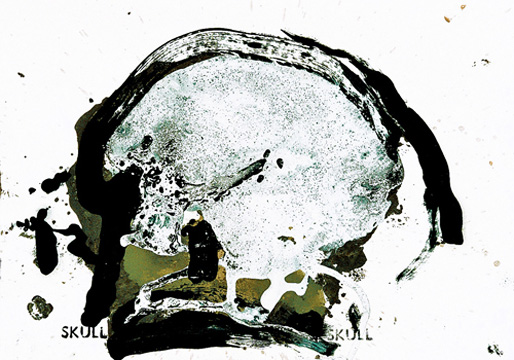 Skull II, &Ouml;l/Lack/Papier,  28 x42 cm