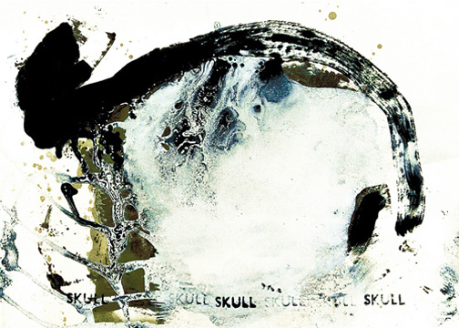 Skull III, &Ouml;l/Lack/Papier,  28 x42 cm